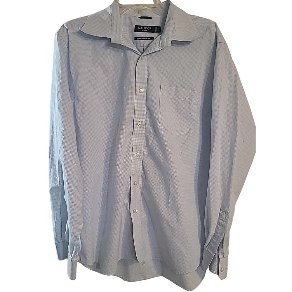 Nautica Slim Fit‎ Shirt Mens Size Large Button Up Long Sleeve Wrinkle Resistant